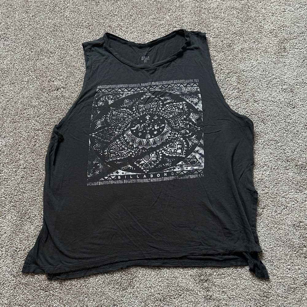 Billabong Black and White Graphic Tank Top